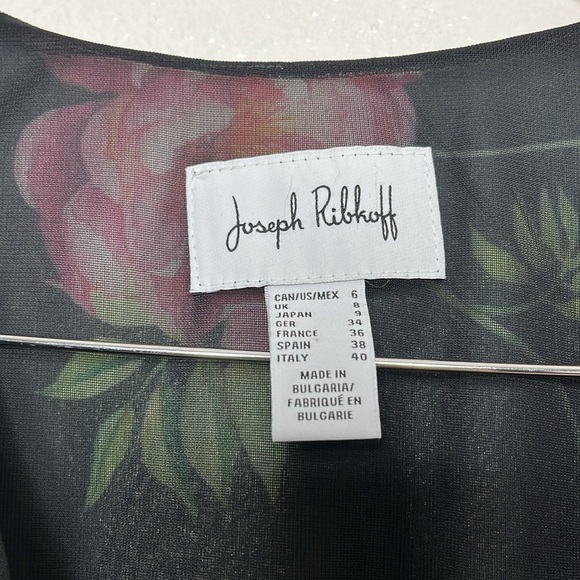 Joseph Ribkoff Black Floral Rose Wrap Dress Women Size 6 BLEMISH - Picture 2 of 6